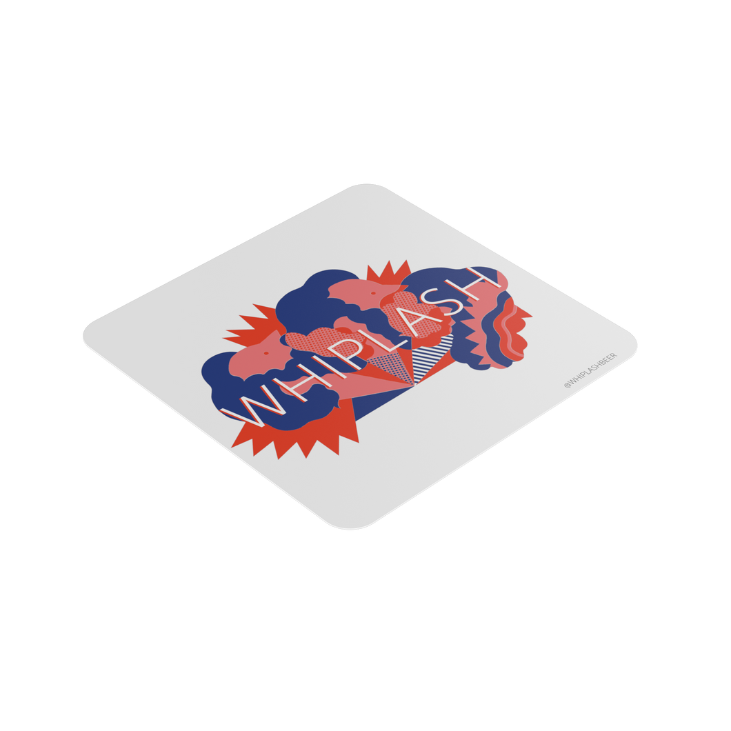 Square beer mat printed on compostable pulp board